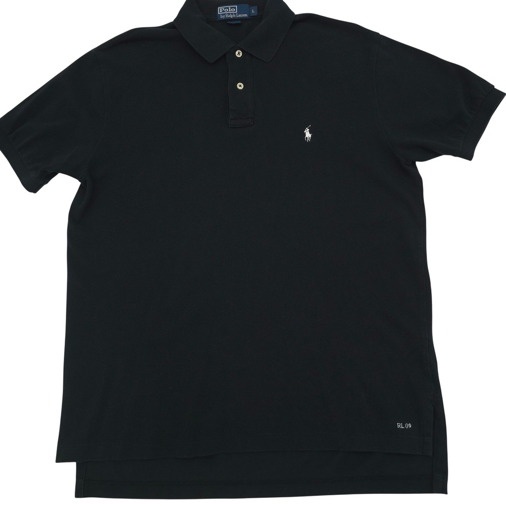 Polo Ralph Lauren Men's L Black Polo Shirt Pony Logo RL09 Classic Fit